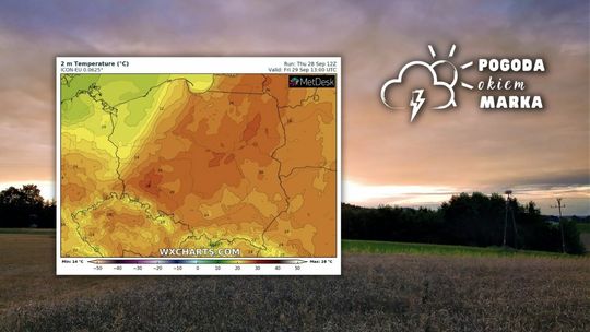 Chmury nad Beskidem Niskim i mapa pogody Polski