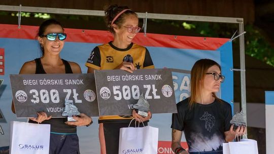 zdjęcie przedstawia trzy kobiety na podium
