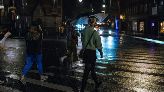 zdjęcie przedstawia ludzi na przejściu dla pieszych