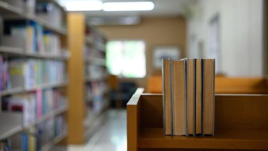 Zdjęcie przedstawia wnętrze biblioteki