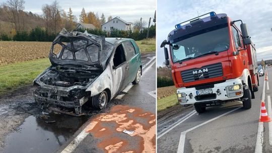 Biecz. Pożar samochodu na ulicy Binarowskiej