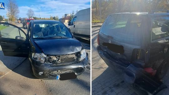 uszkodzone pojazdy po zdarzeniu na ul. Kazimierza Wielkiego w Bieczu