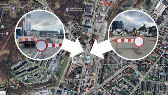 Czy będzie objazd i skrót w okolicy budowanego ronda przy ul. 11 listopada? Jest problem zdjęcie przedstawia mapkę i dwa zdjęcia z ulicy miasta