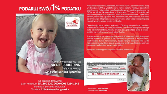 Dwulatka z Ropicy Polskiej choruje na mózgowe porażenie dziecięce. Pomóżmy Oli zawalczyć o lepsze jutro