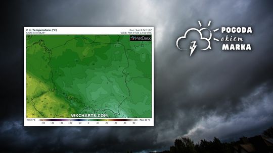 Chmury nad Gorlicami i mapa pogody Polski