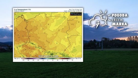 niebo nad Beskidem Niskim i mapa pogody