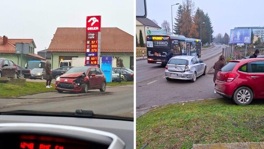 zdjęcie przedstawia uszkodzone samochody na jezdni