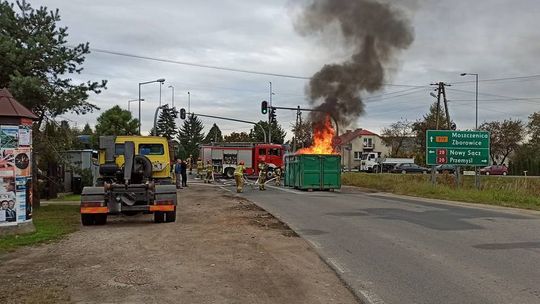 Gorlice. Pożar na skrzyżowaniu