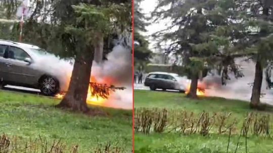 Gorlice. Pożar samochodu osobowego przy ul. Tuwima [VIDEO]