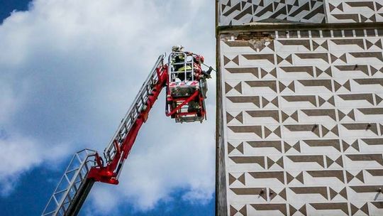 Interwencja Strażaków przy wieży ratuszowej w Bieczu