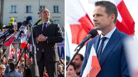 zdjęcie przedstawia dwóch mężczyzn w garniturach