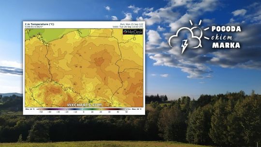 Niebo nad Beskidem Niskim i mapa pogody Polski