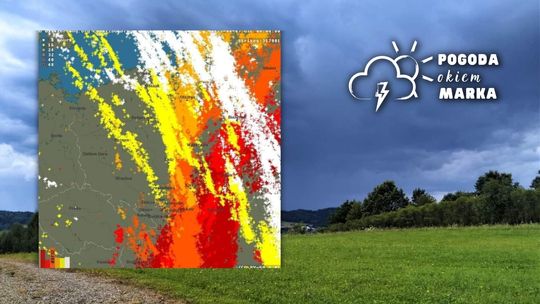 Mapa pogody i chmury nad powiatem gorlickim