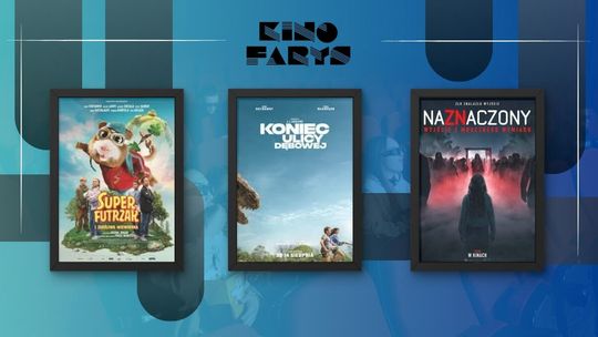 Zdjęcie przedstawia plakaty filmów wyświetlanych w kinie Farys w Bieczu