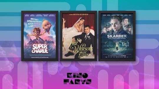 Zdjęcie przedstawia plakaty filmów wyświetlanych w kinie Farys w Bieczu