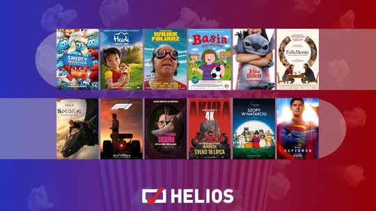 Plakaty filmów wyświetlanych w kinie Helios w Nowym Sączu