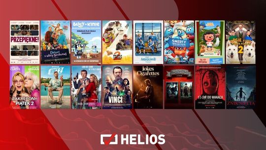 Zdjęcie przedstawia repertuar filmów wyświetlanych w kinie Helios w Nowym Sączu