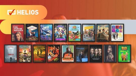 Zdjęcie przedstawia plakaty filmów wyświetlanych w kinie Helios w Nowym Sączu
