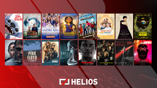 Plakaty filmów wyświetlanych w kinie Helios w Nowym Sączu