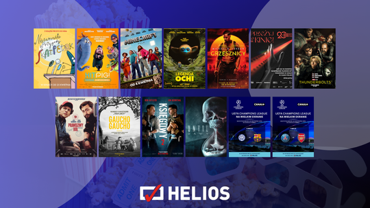 Plakaty filmów wyświetlanych w kinie Helios w Nowym Sączu