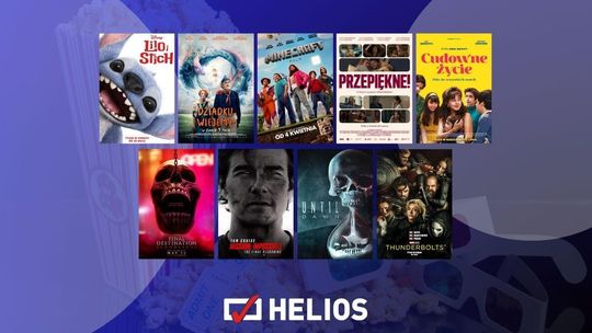 Plakaty filmów wyświetlanych w kinie Helios w Nowym Sączu
