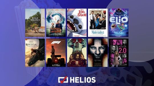 Plakaty filmów wyświetlanych w kinie Helios w Nowym Sączu