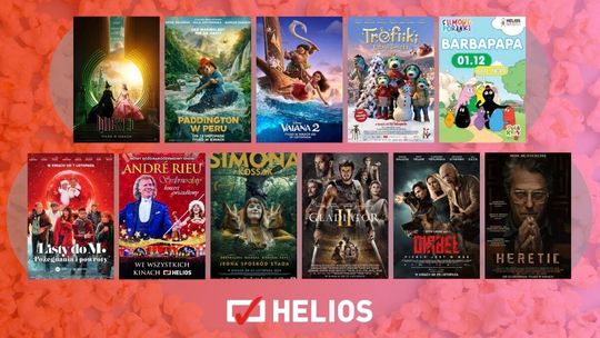 Plakaty filmów wyświetlanych w kinie Helios w Nowym Sączu