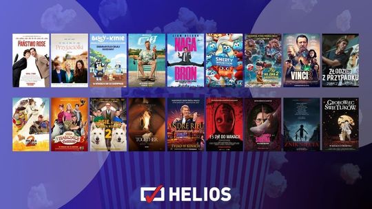 Plakaty filmów wyświetlanych w kinie Helios w Nowym Sączu
