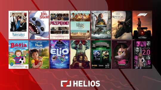Plakaty filmów wyświetlanych w kinie Helios w Nowym Sączu
