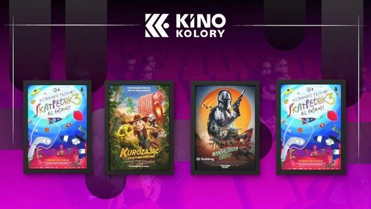 Zdjęcie przedstawia plakaty filmów wyświetlanych w Kinie Kolory w Gorlicach