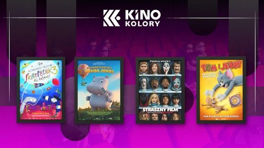 Zdjęcie przedstawia plakaty filmów wyświetlanych w Kinie Kolory w Gorlicach