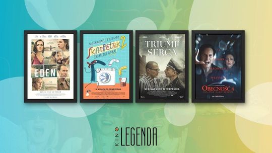 Zdjęcie przedstawia plakaty filmów wyświetlanych w kinie Legenda w Gorlicach