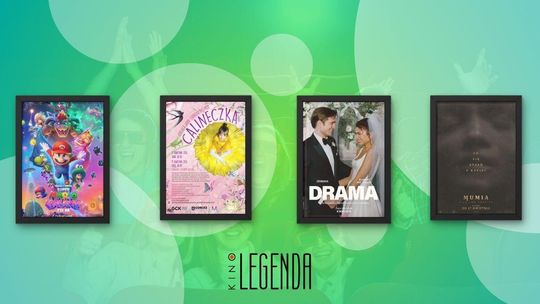 Zdjęcie przedstawia plakaty filmów wyświetlanych w kinie Legenda w Gorlicach