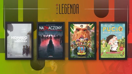 Zdjęcie przedstawia plakaty filmów wyświetlanych w kinie Legenda w Gorlicach