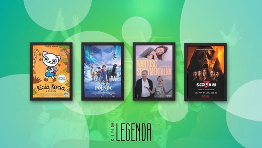 Zdjęcie przedstawia plakaty filmów wyświetlanych w kinie Legenda w Gorlicach