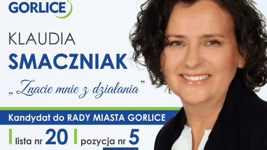 Klaudia Smaczniak, kandydatka do Rady Miasta Gorlice startująca z KWW Przyjazne Gorlice