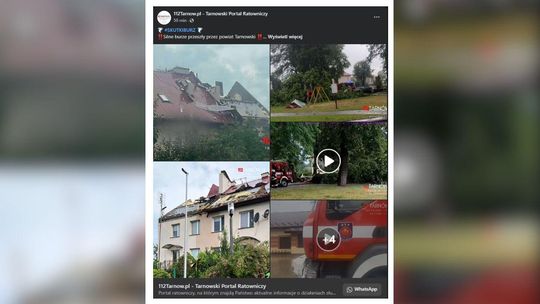 zdjęcie przedstawia uszkodzone po burzy domy