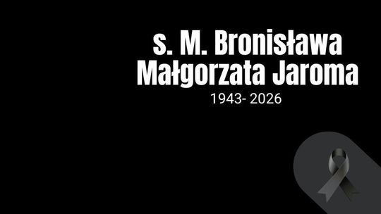zdjęcie przedstawia czarną planszę z napisem Bronisława Małgorzata Jaroma