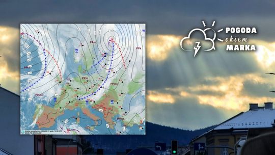 Chmury nad Gorlicami i mapa pogody Europy