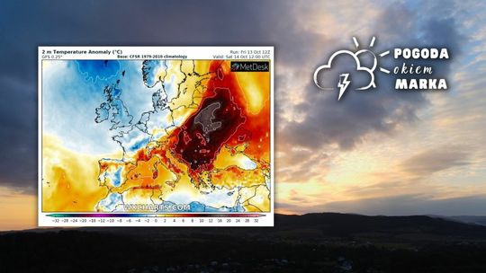 Chmury o poranku nad Beskidem Niskim i mapa pogody Europy