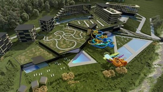 Projekt aquaparku w Krynicy– Zdroju, wizualizacja komputerowa