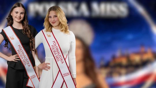 dwie dziewczyny z szarfami na ramionach, na których pisze półfinalistka polska miss 2026