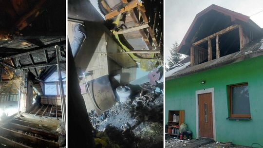 Rodzina straciła dach nad głową w środku zimy. Potrzebna natychmiastowa pomoc zdjęcie przedstawia spalone wnętrza domu