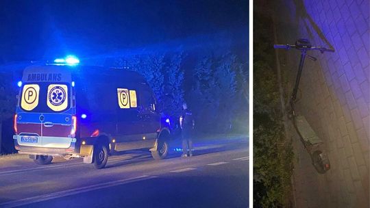 zdjęcie przedstawia karetkę i hulajnogę