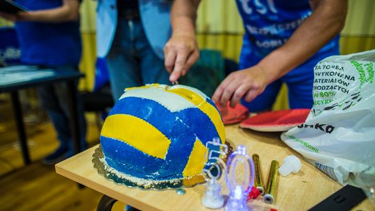 zdjęcie przedstawia tort w kształcie piłki do siatkówki