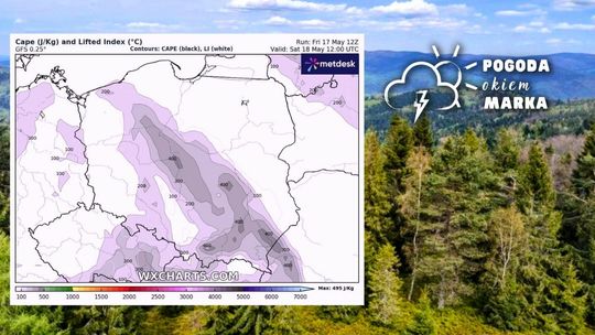 Mapa pogody i chmury nad Zalewem Klimkówka