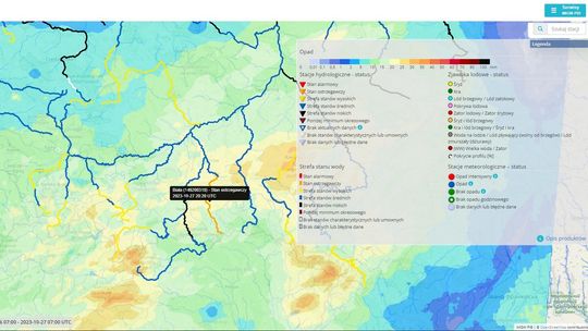 Mapa sytuacji hydrologicznej na południu Polski