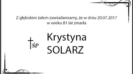 ś.p. Krystyna Solarz