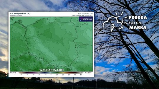 mapa pogody polski obok zdjęcie drzew i nieba nad beskidem niskim