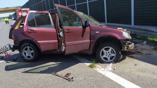 wypadek na autostradzie A4 przed Tarnowem